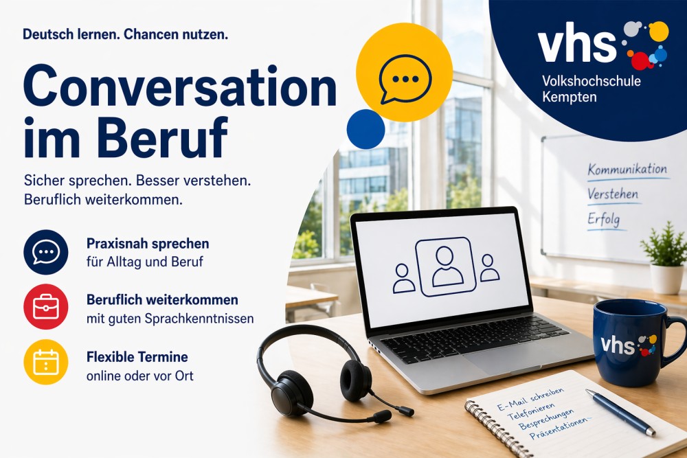 Deutschlernen Laptop auf dem Tisch